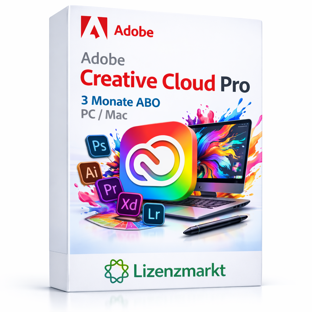 Adobe Creative Cloud Pro – 3 Monate Abo (PC & Mac)