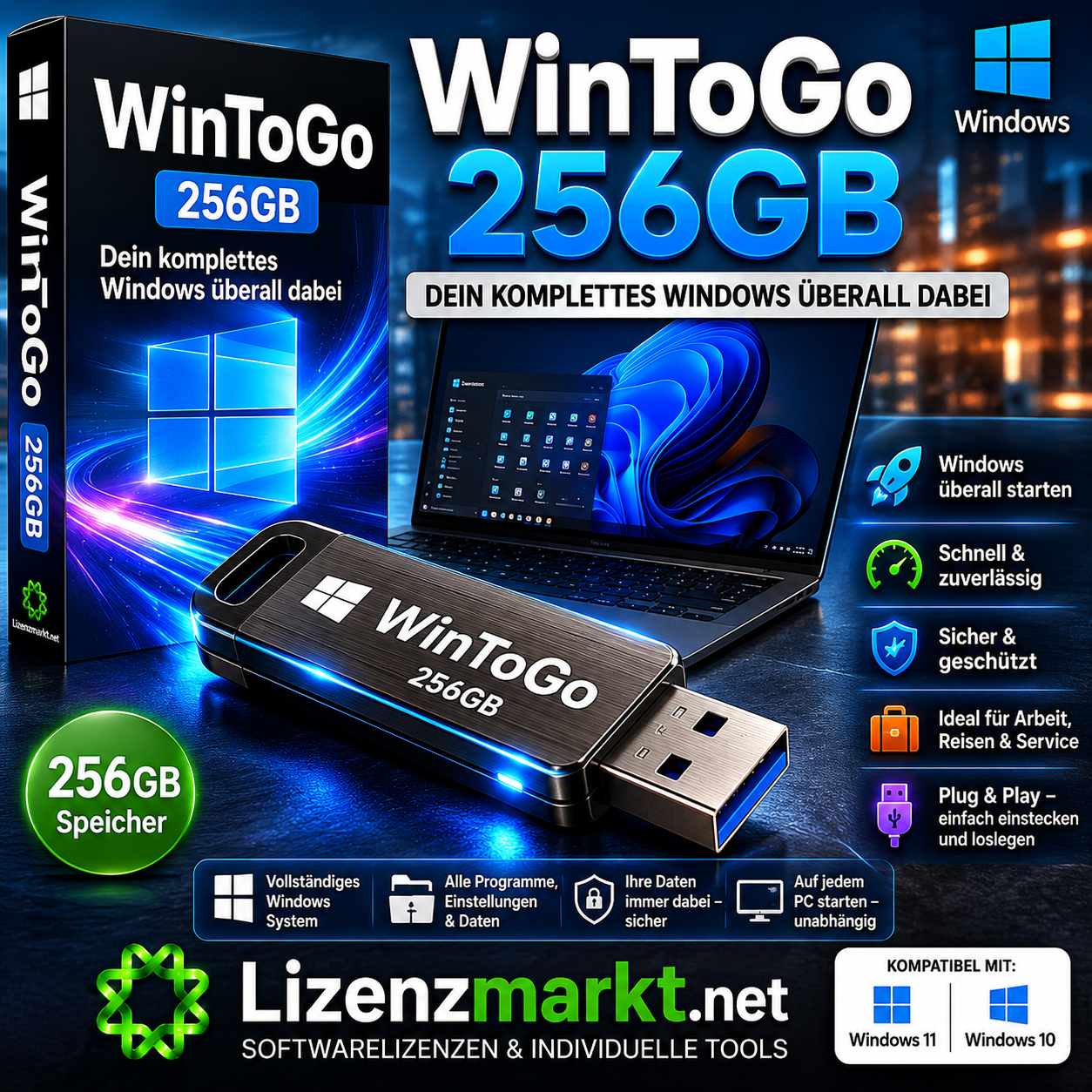 WinToGo 256GB – Dein komplettes Windows überall dabei