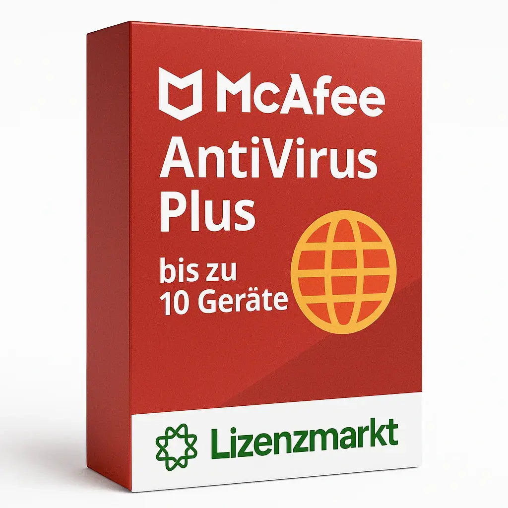 McAfee AntiVirus Plus – 1 Jahr / bis zu 10 Geräte (Global) Lizenzmarkt