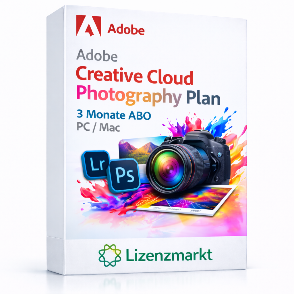 Adobe Creative Cloud Photography Plan – 3 Monate Abo (PC & Mac) - lizenzmarkt.net