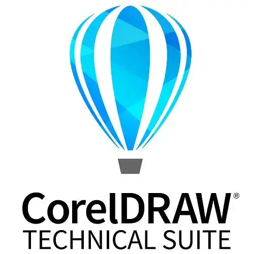 CorelDRAW Technical Suite 2020 logo featuring a stylized blue balloon graphic.