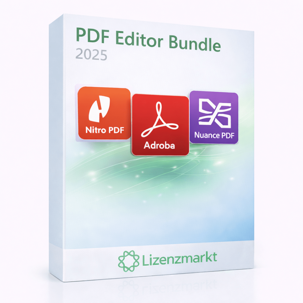 PDF Editor Bundle 2025 – Nitro PDF + Adobe Acrobat + Nuance Power PDF (Vollversion) - lizenzmarkt.netPDF Software62469708