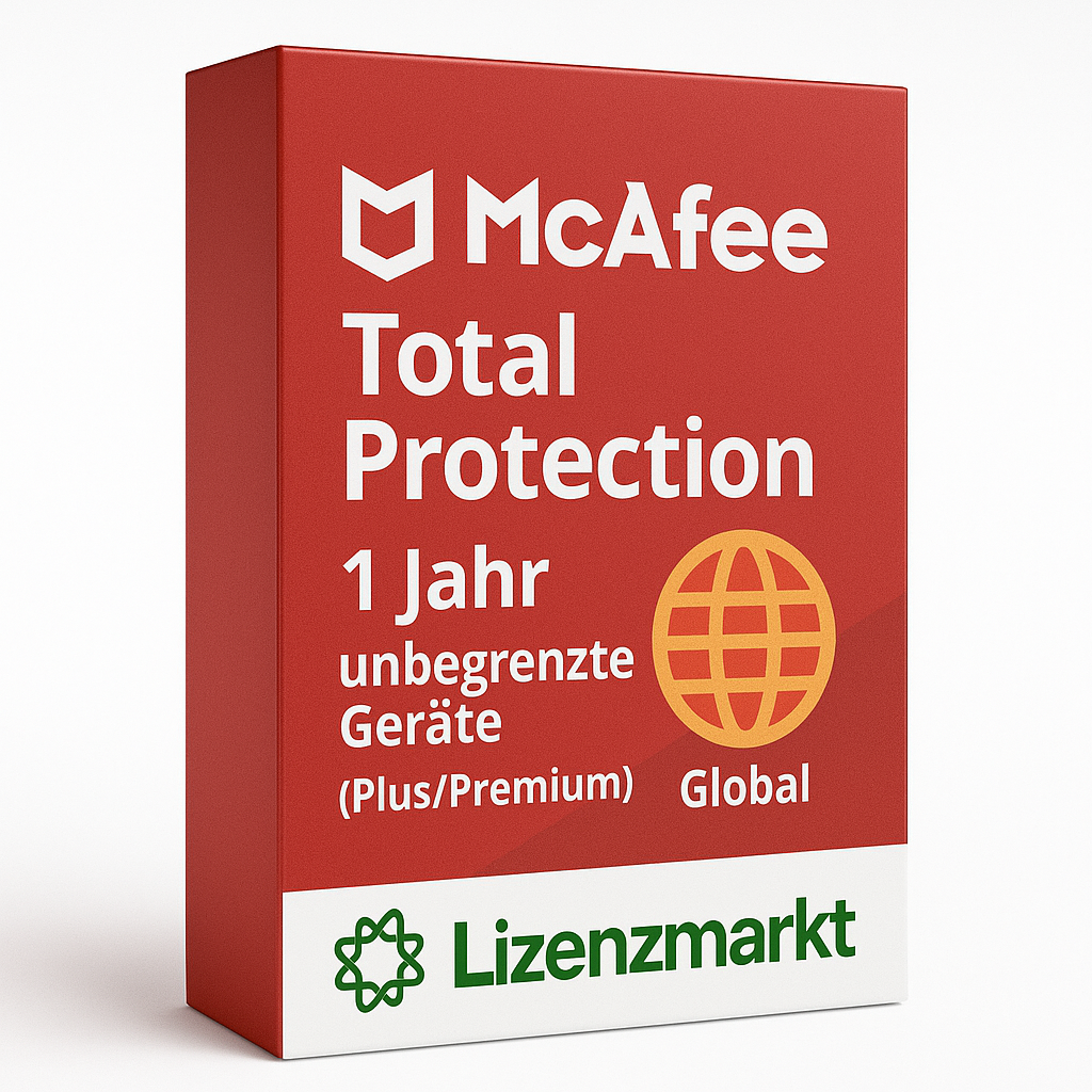 McAfee Total Protection – 1 Jahr / unbegrenzte Geräte (Plus / Premium, Global)