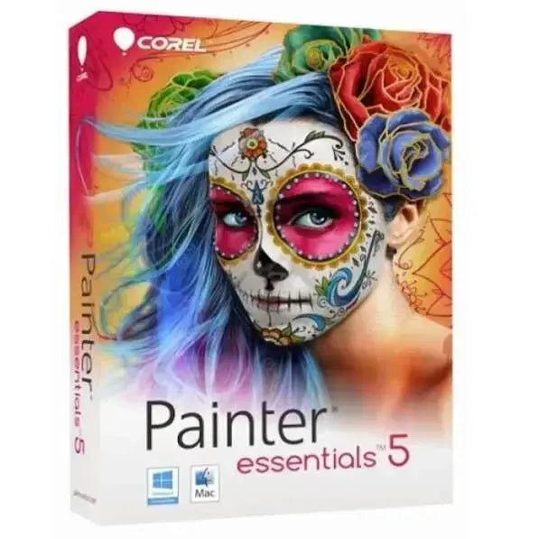 Corel Painter Essentials 5 software box with colorful illustrative art.